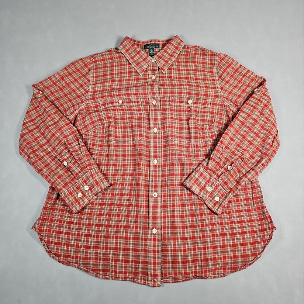 Lauren Ralph Lauren Womens Red Plaid Button Up Long Sleeve Shirt Size 1X